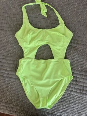 Athleta Lime Green Cutout One-Piece Swimsuit